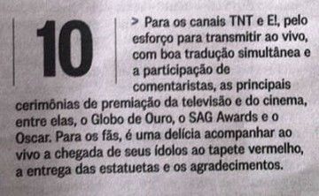 Avaliação do jornal ‘O Globo’